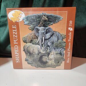Bits and Pieces Ruane Manning 750 Piece Shaped Jigsaw Puzzle African Animals...